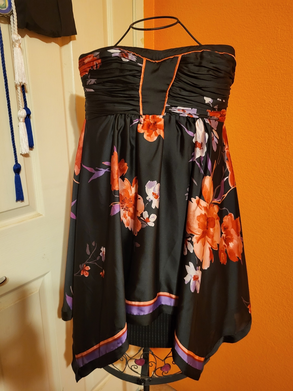 2b bebe Strapless Black Floral Fit & Flare Dress